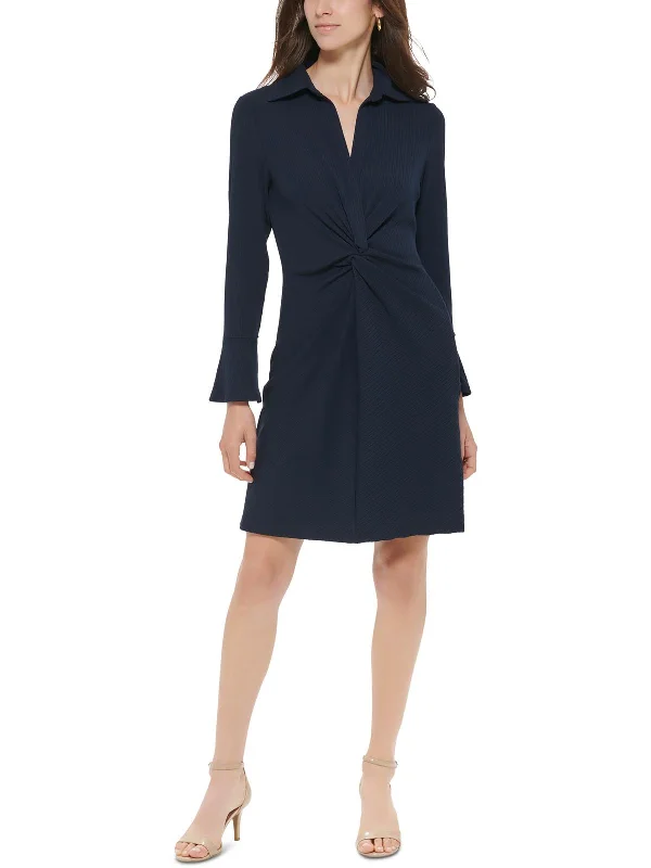 Sleeveless Work Dress for Summer -Petites Womens Ribbed Mini Wear to Work Dress