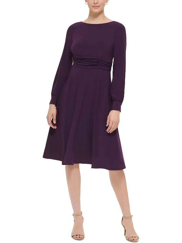 Modest Work Dress for Formal Events -Petites Womens Ruched Waist Knee Wear to Work Dress Modest Work Dress for Formal Events -Petites Womens Ruched Waist Knee Wear to Work Dress