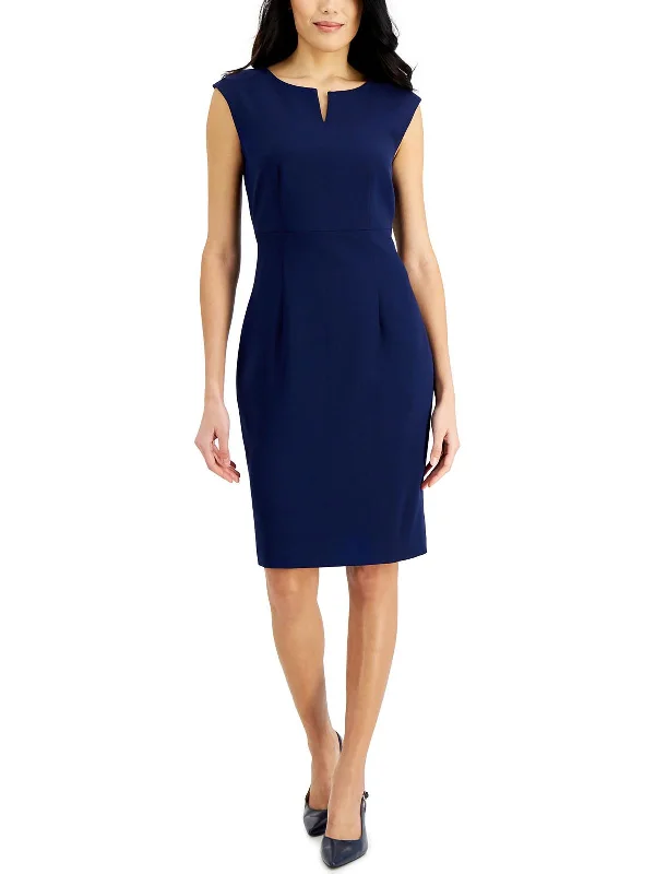 Corporate Work Dress for Women -Petites Womens Seamed Sheath Wear to Work Dress