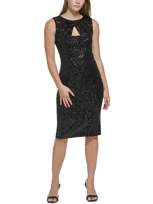 Maxi Party Dress for Formal Affairs -Petites Womens Sequined Short Cocktail and Party Dress