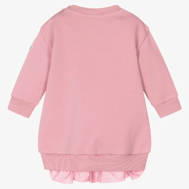 Summer Floral Shirt Dress-Pink Cotton Sweatshirt Dress