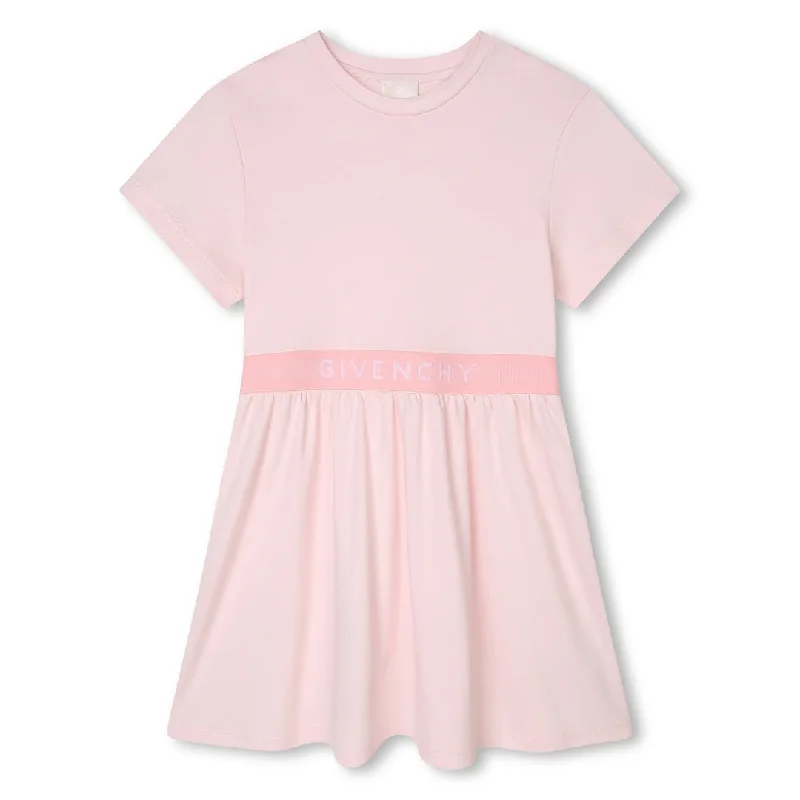 Fashionable Shirt Dress-Pink Cotton T-Shirt Dress