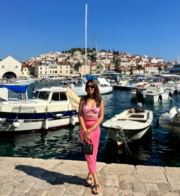 Women's Metallic Maxi Dress-Pink Martini Glam Maxi Dress