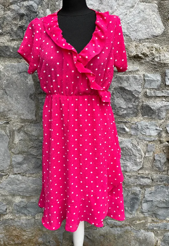 Maternity Dresses with V-Neck -Pink polka dots maternity dress uk 10-12