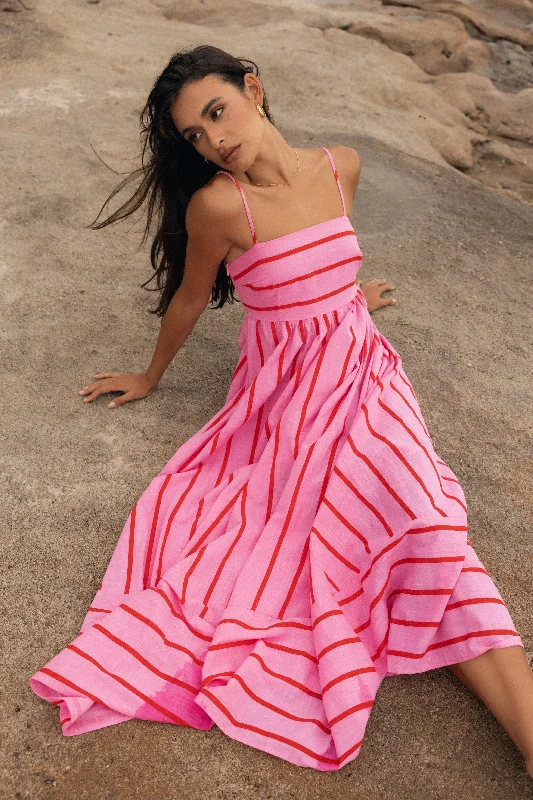 Women's Soft Jersey Maxi Dress-Pixie Maxi Dress - Pink Red