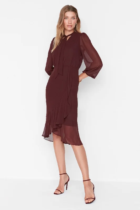 Floral Print Wrap Dress for Garden Party -Wrap Dress with Butterfly Sleeves -Plum Wrap Over Dress Floral Print Wrap Dress for Garden Party -Wrap Dress with Butterfly Sleeves -Plum Wrap Over Dress