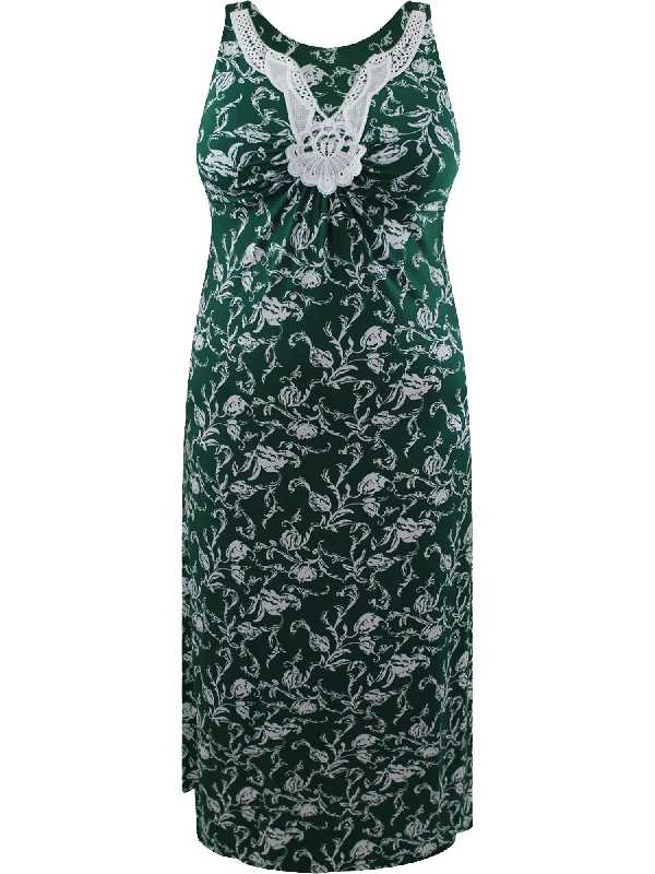Women's Sweetheart Neck Maxi Dress-Floral Print Plus Size Sleeveless Maxi Dress