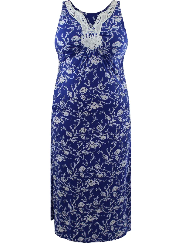 Women's Tiered Chiffon Maxi Dress-Floral Print Plus Size Sleeveless Maxi Dress