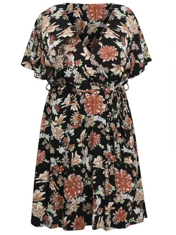 Stylish Wrap Dress for Day Events -Wrap Dress for Office Wear -Floral Print Womens Plus Size Wrap Dress Stylish Wrap Dress for Day Events -Wrap Dress for Office Wear -Floral Print Womens Plus Size Wrap Dress