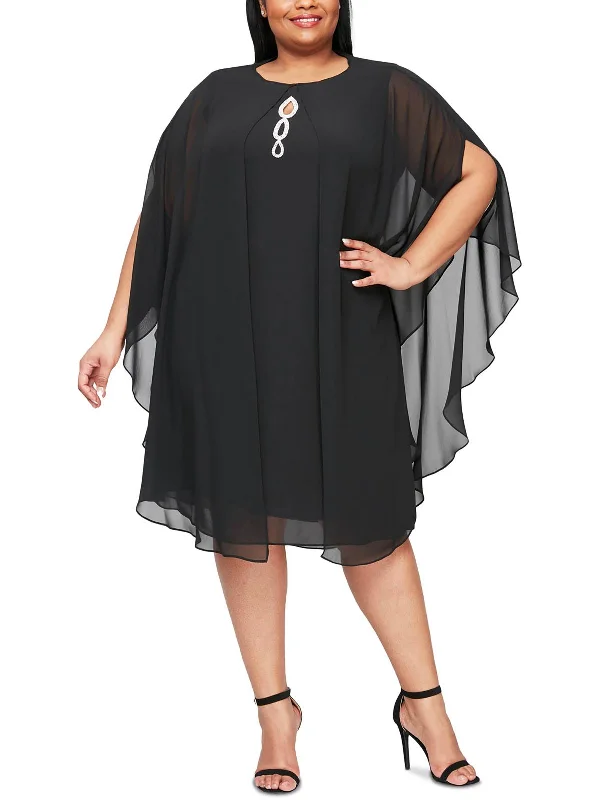 High-Low Party Dress for Trendy Style -Plus Womens 2PC Rhinestone Cocktail and Party Dress
