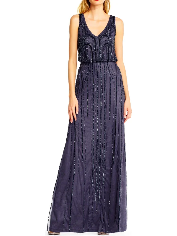 Chic Green Party Dress for Special Occasion -Plus Womens Embellished Beaded Evening Dress