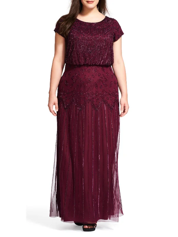 Casual Wrap Party Dress for Relaxed Vibe -Plus Womens Embellished Blouson Formal Dress Casual Wrap Party Dress for Relaxed Vibe -Plus Womens Embellished Blouson Formal Dress
