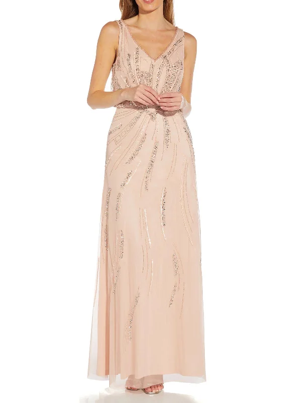 Soft Sheer Party Dress for Feminine Vibe -Plus Womens Embellished Prom Evening Dress
