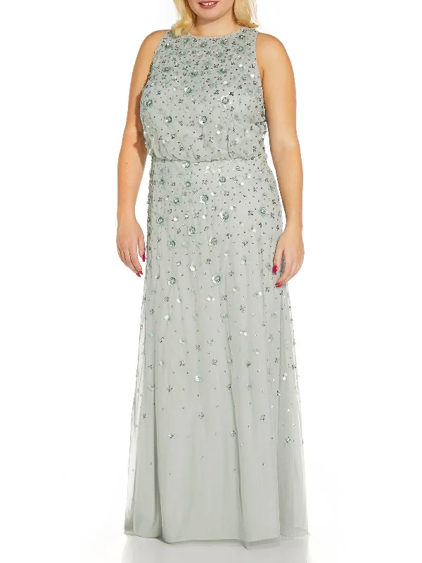 Floral Embroidery Party Dress for Romantic Look -Plus Womens Embellished Prom Evening Dress