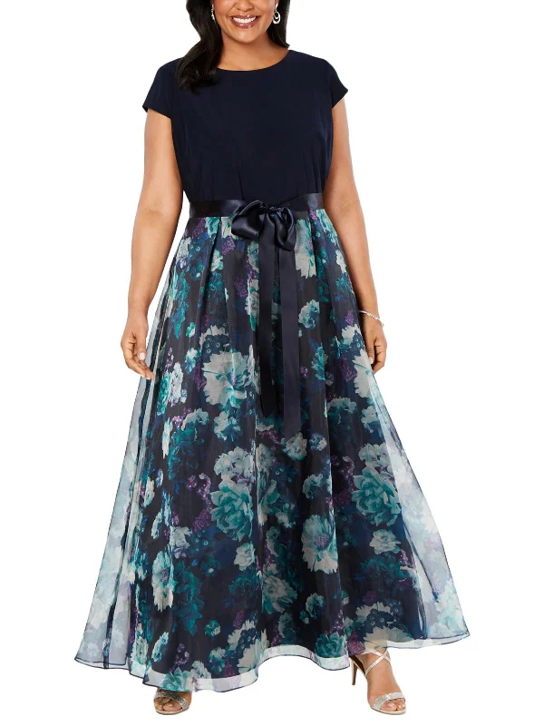 Fit-and-Flare Party Dress for Comfort and Style -Plus Womens Floral Cap Sleeve Formal Dress Fit-and-Flare Party Dress for Comfort and Style -Plus Womens Floral Cap Sleeve Formal Dress
