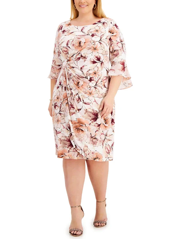 Fit-and-Flare Party Dress for Playful Vibe -Plus Womens Gathered Midi Cocktail and Party Dress Fit-and-Flare Party Dress for Playful Vibe -Plus Womens Gathered Midi Cocktail and Party Dress