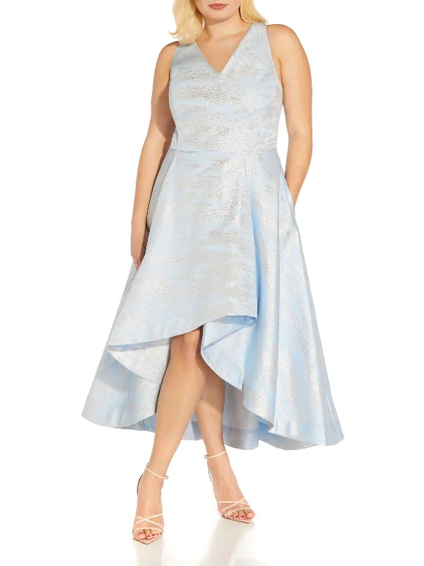 Black Mesh Party Dress for Sexy Appeal -Plus Womens Metallic Tea-Length Cocktail and Party Dress