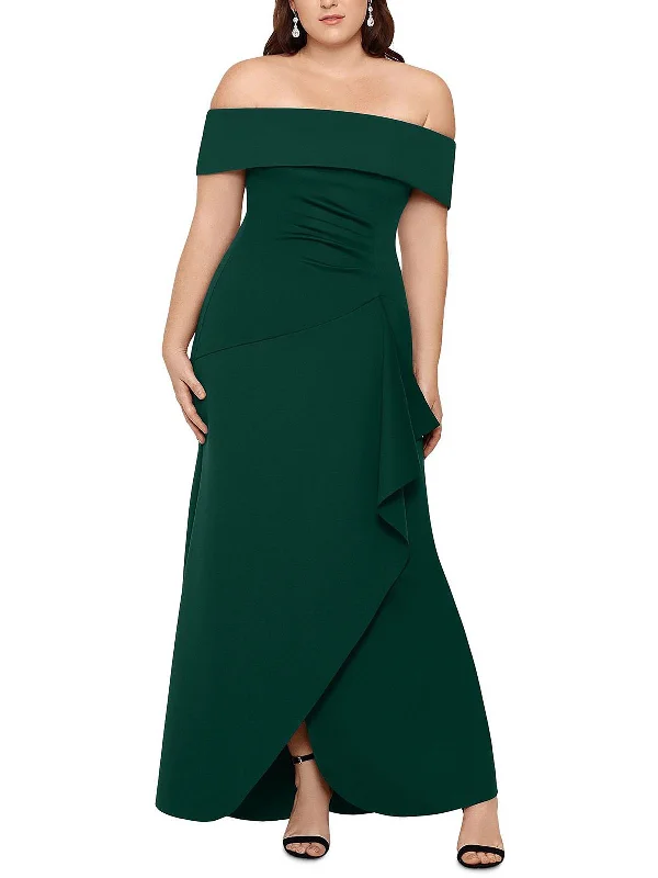 Chic Wrap Party Dress for Stylish Look -Plus Womens Off-The-Shoulder Ruched Evening Dress Chic Wrap Party Dress for Stylish Look -Plus Womens Off-The-Shoulder Ruched Evening Dress