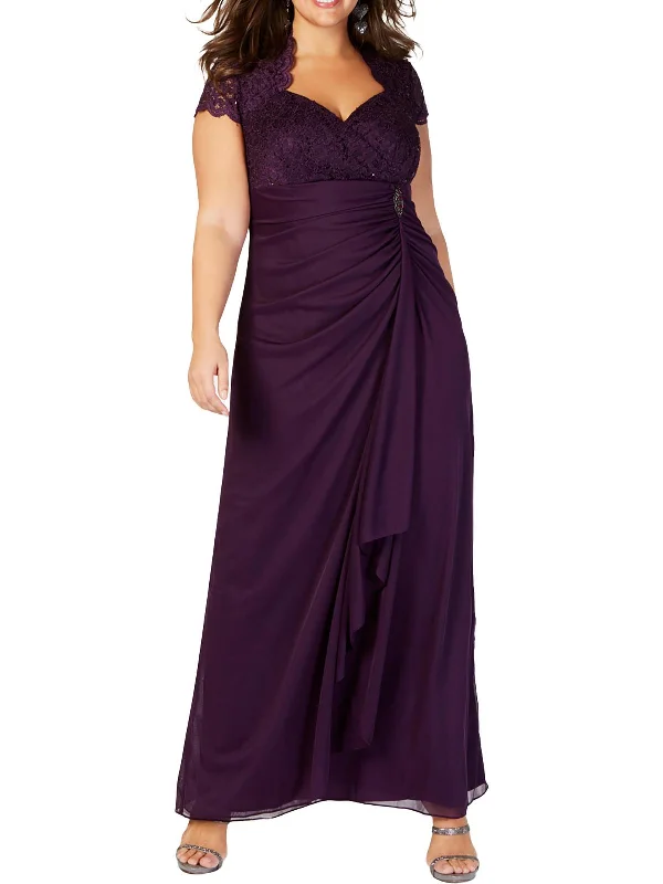 Lace Back Party Dress for Sexy Detail -Plus Womens Sequined Lace Formal Dress