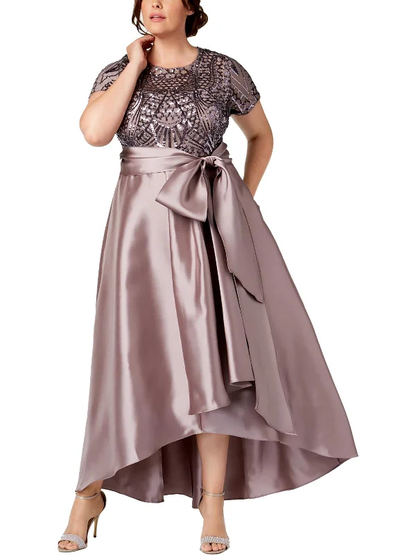 Classic White Party Dress for Timeless Style -Plus Womens Sequined Mesh Formal Dress
