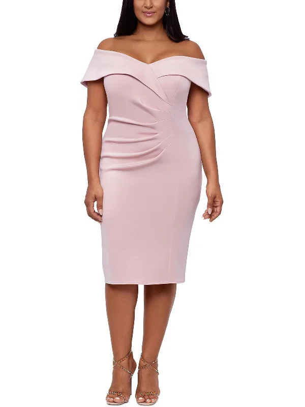 Satin Slip Party Dress for Elegant Look -Plus Womens Sweetheart Neck Midi Cocktail and Party Dress