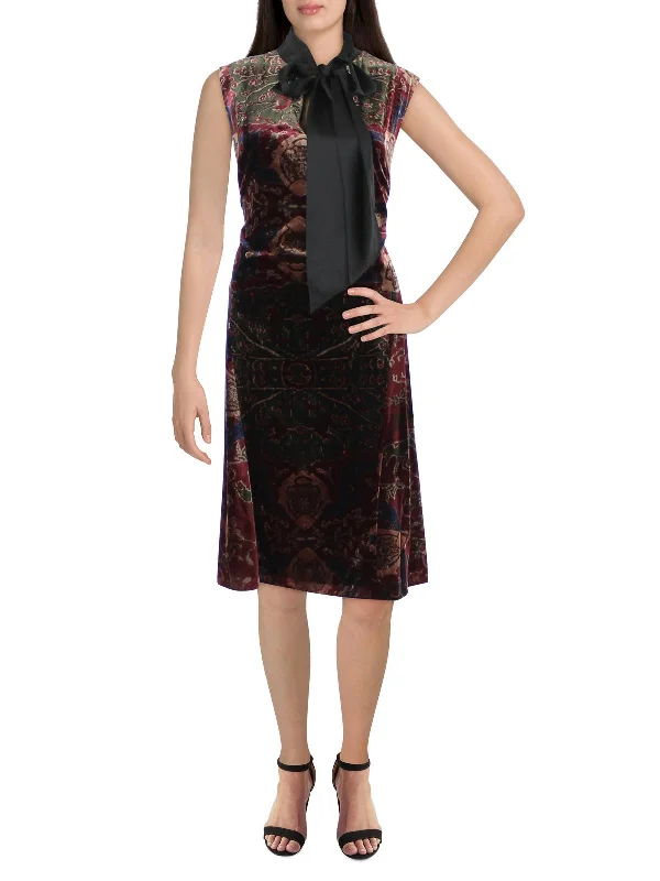 Party Dress with Ruffles for Fun Look -Plus Womens Velvet Calf Cocktail and Party Dress