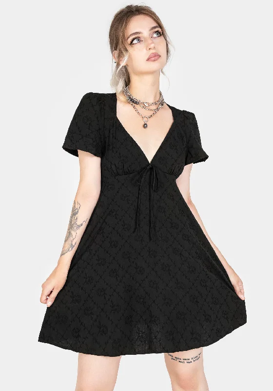 Women's Embellished Mini Dress-Polgara Floral Jacquard Mini Dress
