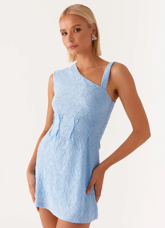 Women's Halter Neck Lace Mini Dress-Poppy Mini Dress - Baby Blue