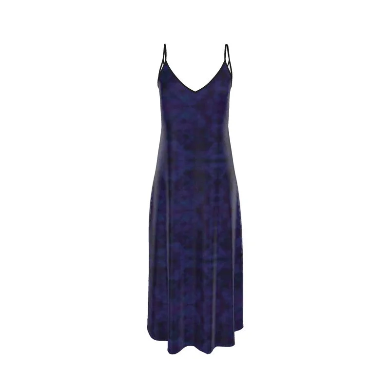 Spaghetti Strap Slip Dress -Lace-up Slip Dress -Purple Galaxy Motion Slip Dress with Binding sizes XXS - 7XL
