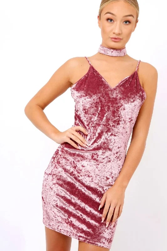 Chic Slip Dress for Summer -Women's Satin Slip Dress with Wrap Design -Purple Velvet Slip On Choker Dress - Meadow