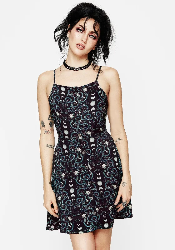 Women's Straight-cut Mini Dress-Pythia Button Up Mini Apron Dress
