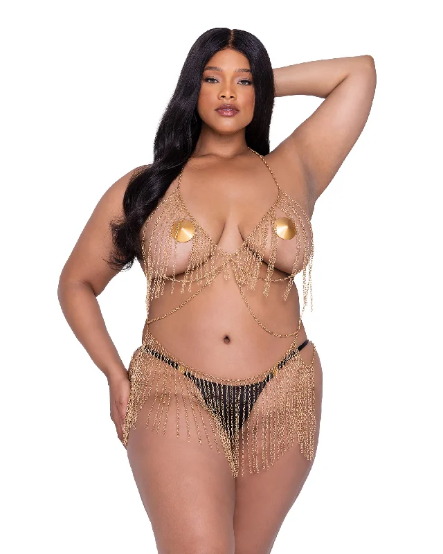 Women's Off-shoulder Sexy Bodycon Dress -Queen Fringe Fetish Body Chain Dress