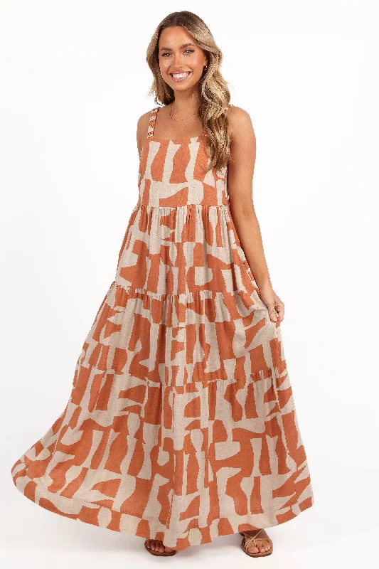 Women's Strap Detail Maxi Dress-Quincy Maxi Dress - Natural/Camel