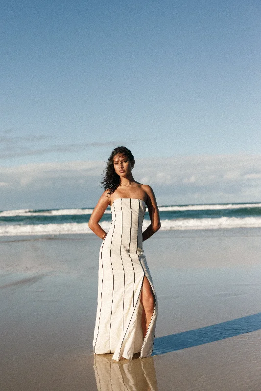 Women's Draped Maxi Dress-Ravello Maxi Dress - Cream