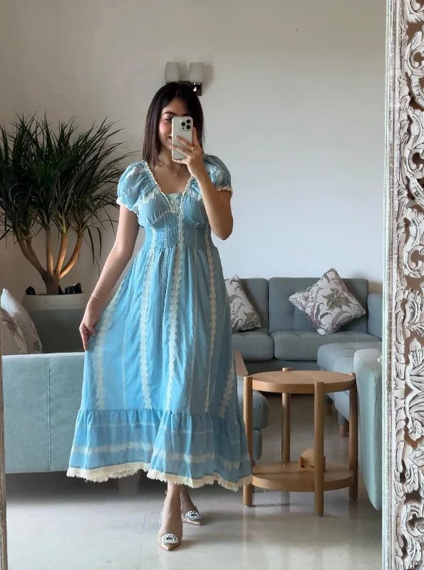 Women's Halter Maxi Dress-Raven Summer Maxi Dress in blue