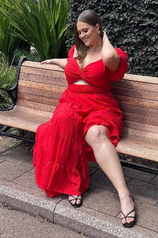 Women's Black Satin Maxi Dress-Red Maxi Dress Short Sleeve Twist Front