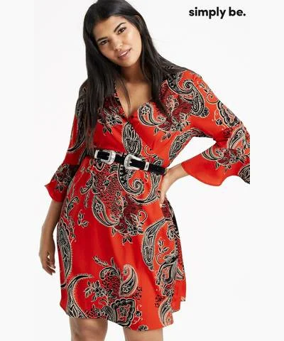 Wrap Dress with A-line Skirt -Blue Floral Wrap Dress -Red Paisley Print Wrap Dress