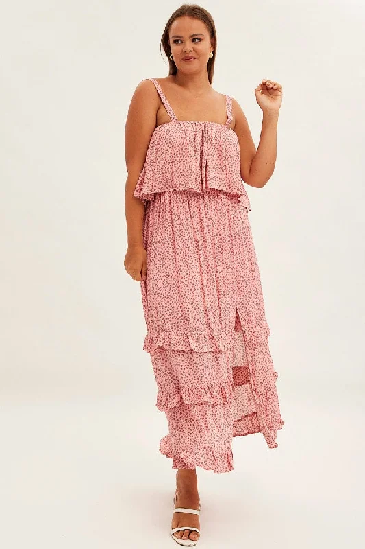 Women's Sheer Chiffon Maxi Dress-Red Ruffled Off Shoulder Maxi Dress