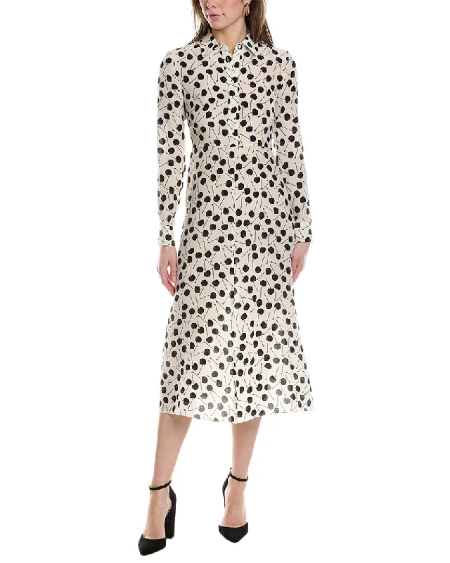 Flared Shirt Dress-RED Valentino Silk Shirtdress