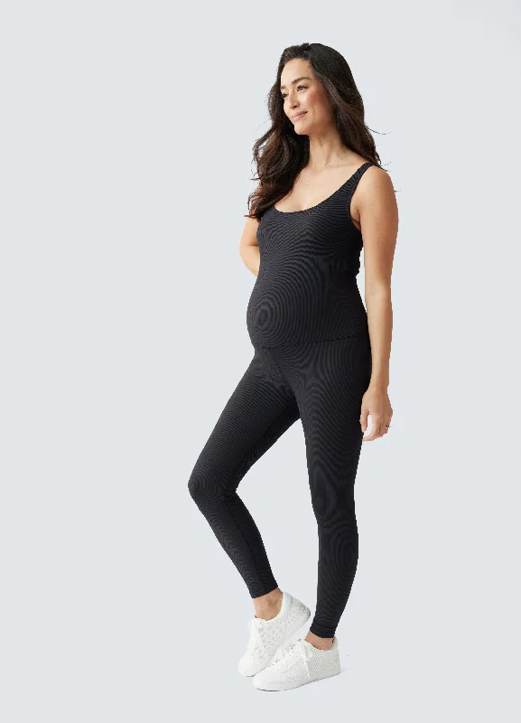 Metallic Bodycon Dress -Rib Full Length Maternity Bodysuit