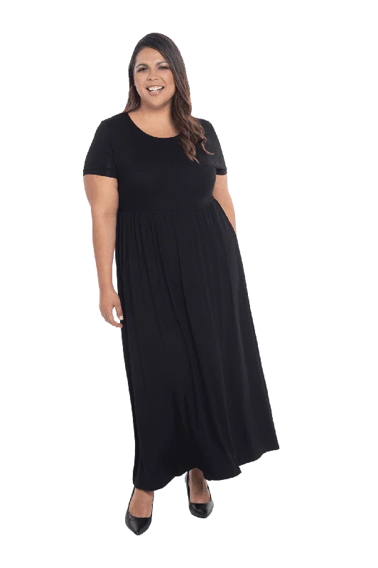 Women's Soft Knit Maxi Dress-RILEY BREASTFEEDING MAXI DRESS BLACK