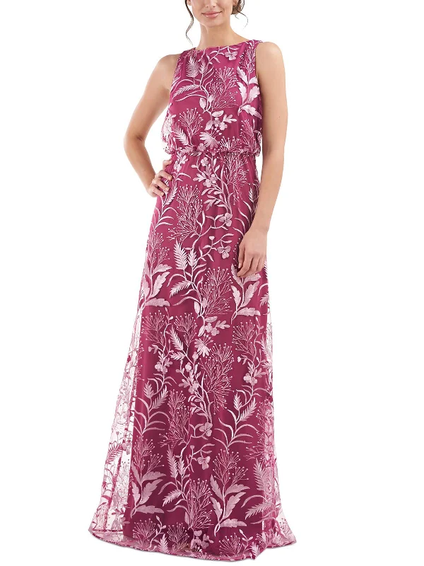 Bright Orange Party Dress for Fun Look -Rita Womens Blouson Long Evening Dress