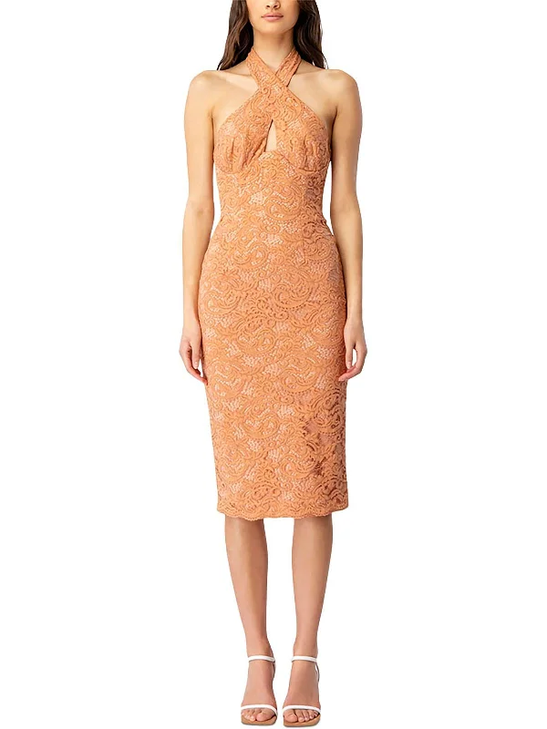 Cocktail Party Dress for Women -Riviera Womens Lace Halter Cocktail and Party Dress