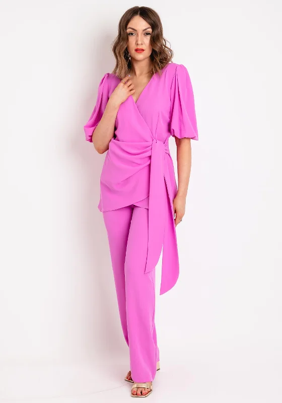 Soft Satin Wrap Dress for Day-to-Night Look -Elegant Navy Blue Wrap Dress -Role Mode Lenda Wrap Top & Trouser Two Piece, Rosa Soft Satin Wrap Dress for Day-to-Night Look -Elegant Navy Blue Wrap Dress -Role Mode Lenda Wrap Top & Trouser Two Piece, Rosa