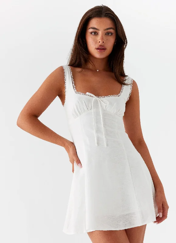 Women's Off-shoulder Tulle Mini Dress-Rowena Mini Dress - White