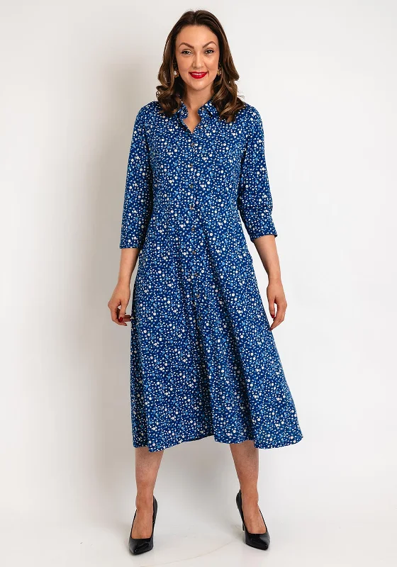 Green Shirt Dress-White Stuff Rua Jersey Shirt Dress, Navy Print