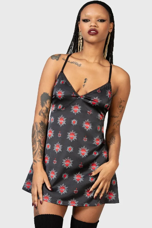 Slip Dress with Slip-on Design -Slip Dress with Satin Finish -Ruby Tears Slip Dress