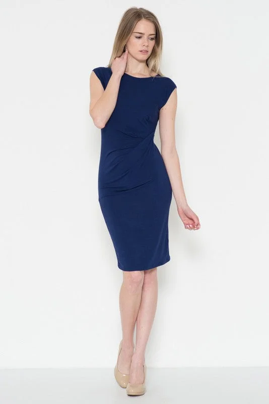 Women's Elegant A-line Bodycon Dress -Ruched Side Bodycon Dress