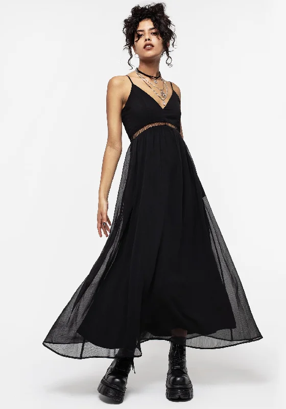 Women's Off-shoulder Ruffle Maxi Dress-Sable Cami Maxi Dress