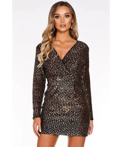 Off-shoulder Lace Bodycon Dress -Sam Faiers Sequin Wrap Front Long Sleeve Bodycon Dress